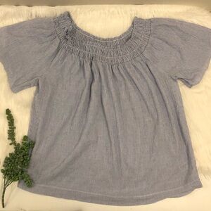 A New Day | Blue Smocked Neck Blouse | Size Large